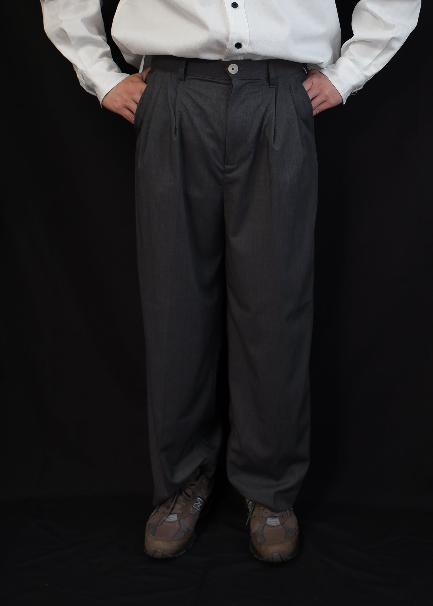 Elastic Wide Pants Grey