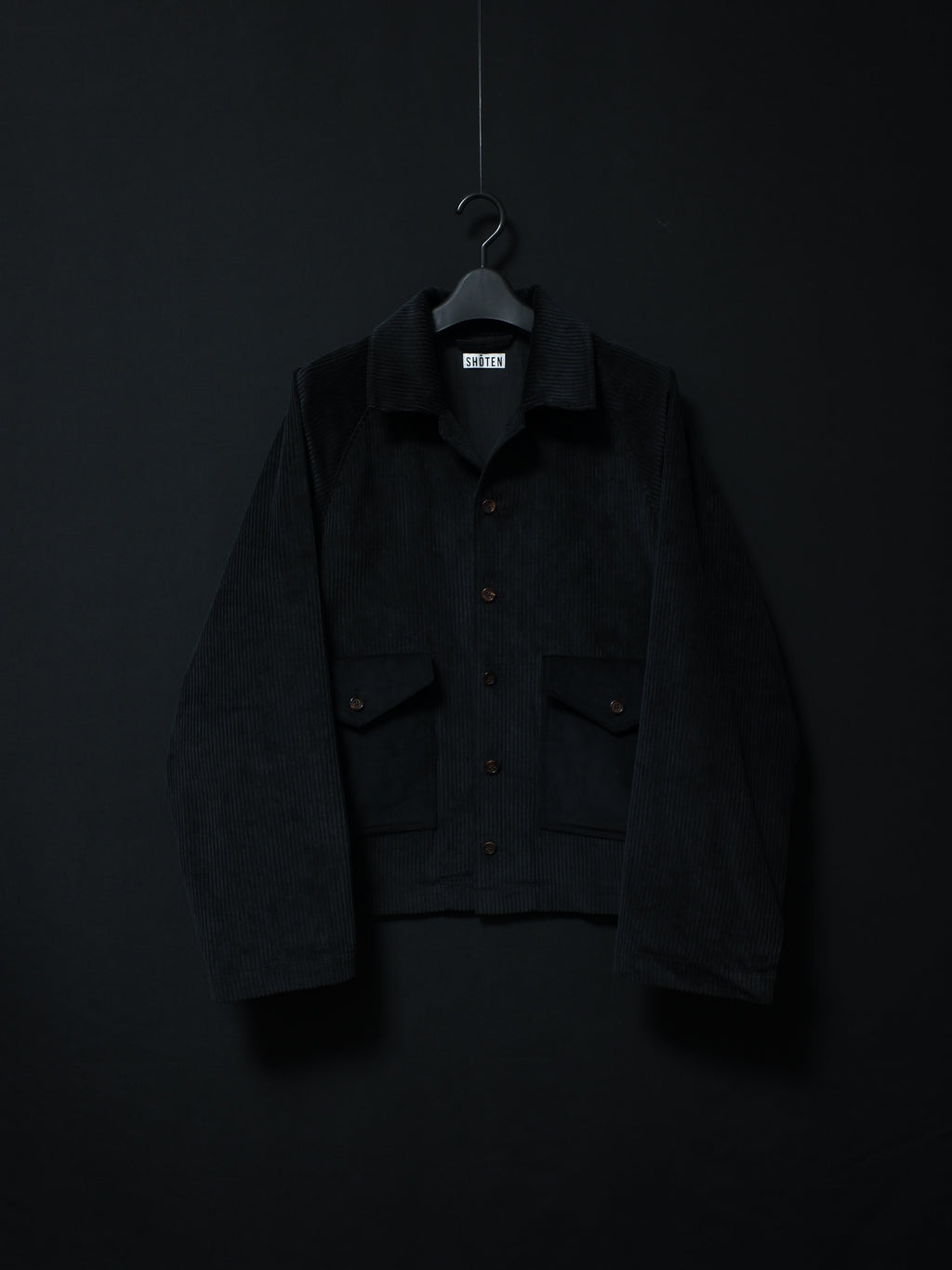 Corduroy Patched Jacket (Black)