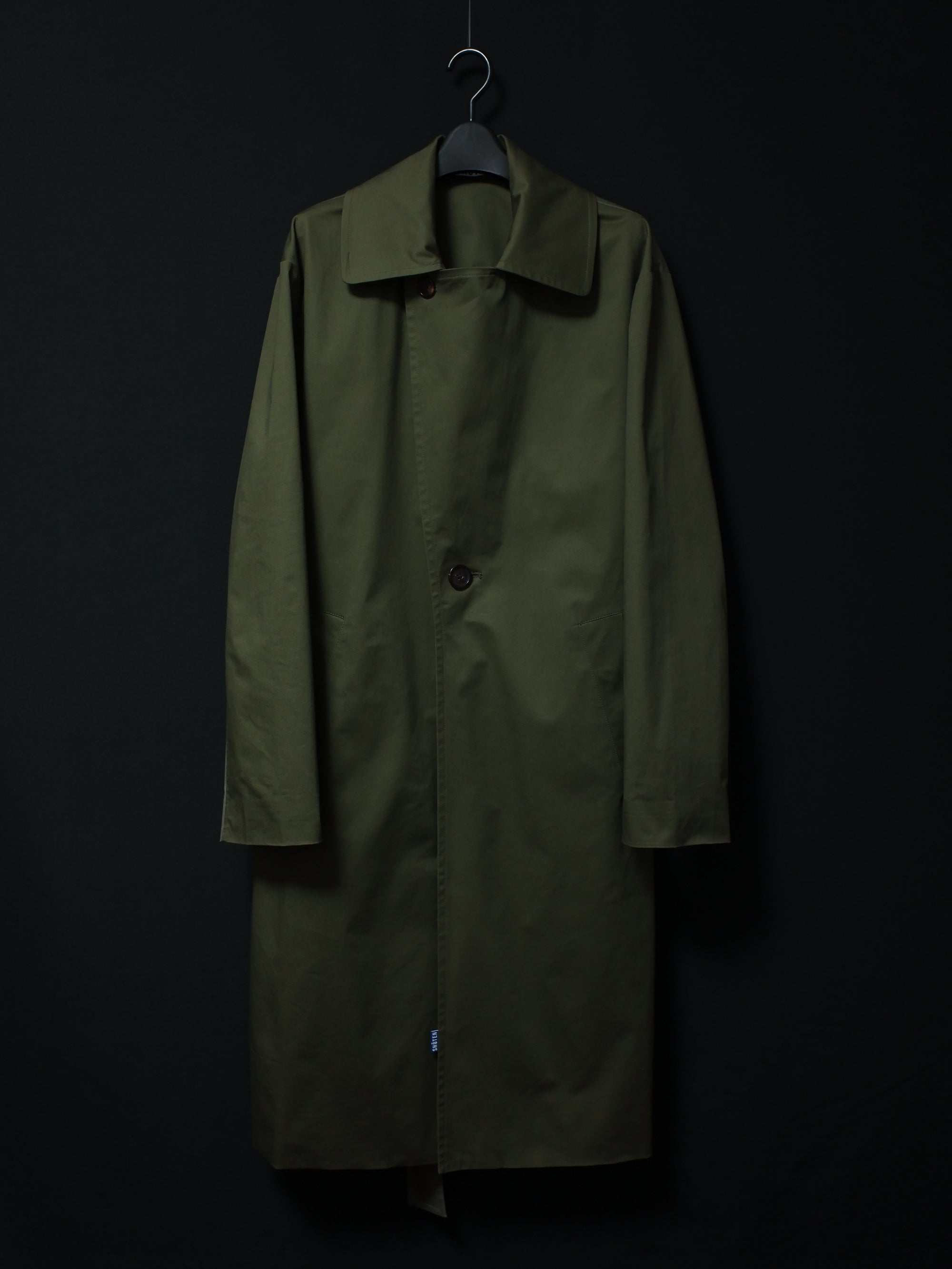 Color Block Long Coat (Green Olive)