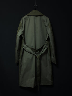 Color Block Long Coat (Green Olive)