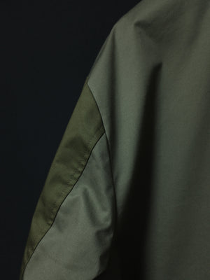 Color Block Long Coat (Green Olive)