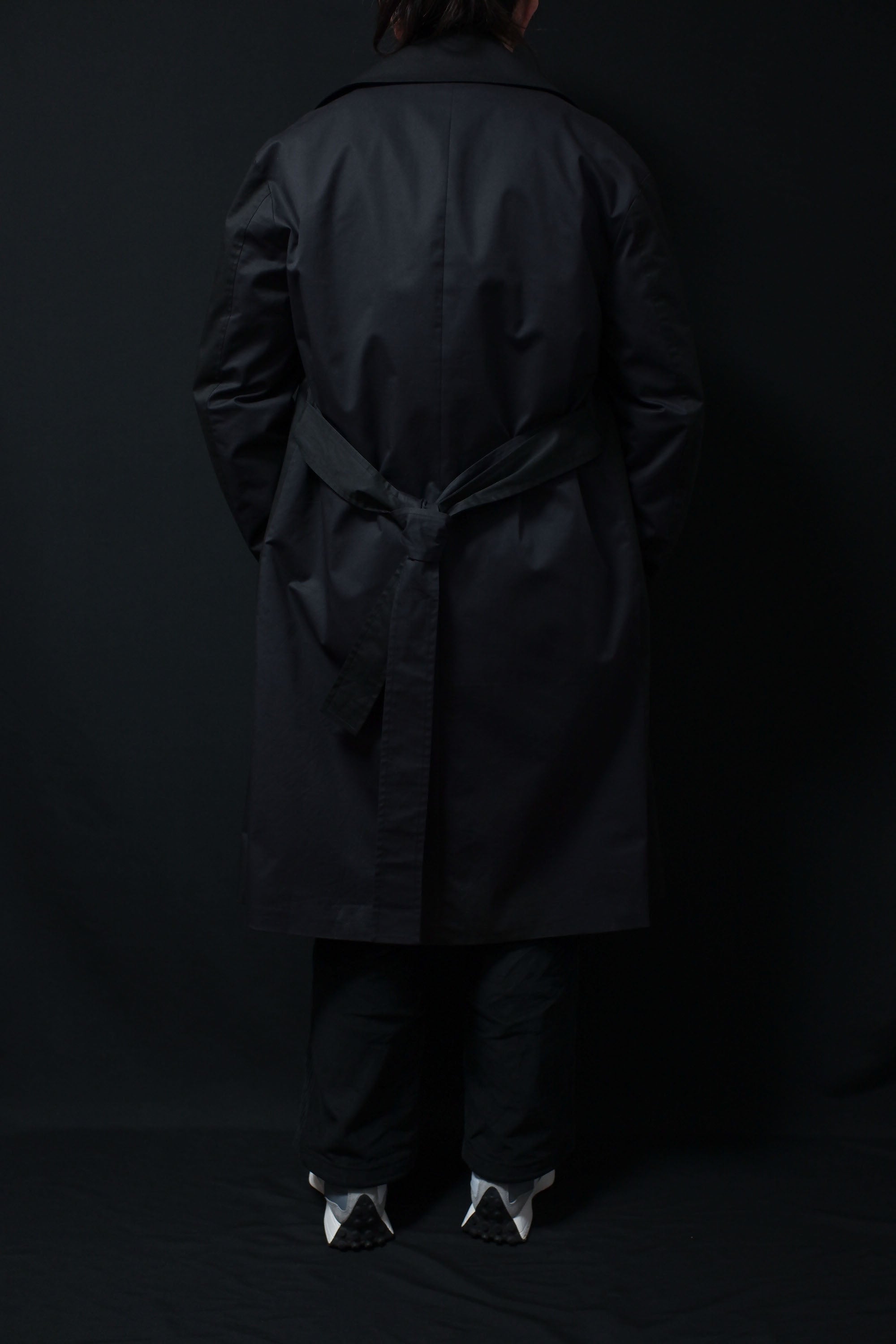 Color Block Long Coat (Black Navy)