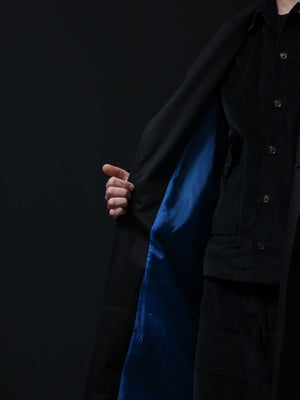 Color Block Long Coat (Black Navy)