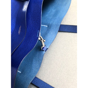 Leather Tote Bag Blue