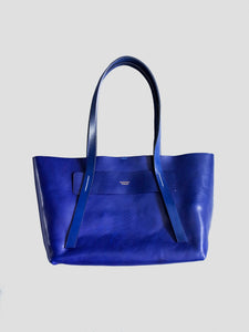 Leather Tote Bag Blue